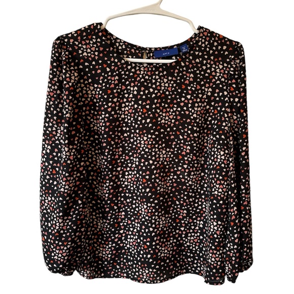 APT 9 MINI HEART BLOUSE PETITE SMALL - Picture 3 of 9